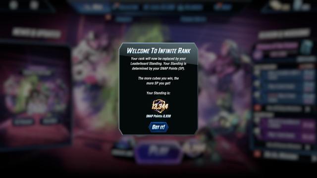 Snap infinite rank dialog