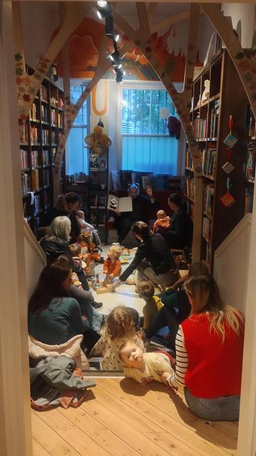 Looking into a busy Children's Room in the Edinburgh Bookshop during Under Fives Storytime