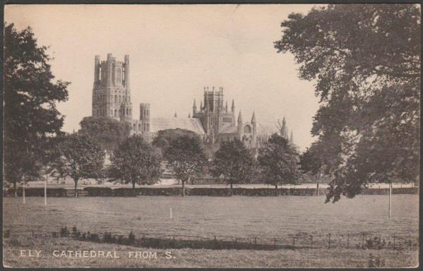 Printed monochrome postcard showing a view of Ely Cathedral in Cambridgeshire.

The London Stereoscopic Company Series, not numbered, c.1905-10.

Postally unused.

Good condition, with slight corner bumps, but small crease to bottom right corner.