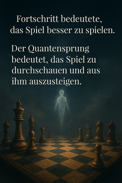 Zitat: "Fortschritt bedeutete, das Spiel besser zu spielen. Der Quantensprung bedeutet, das Spiel zu durchschauen und aus ihm auszusteigen."