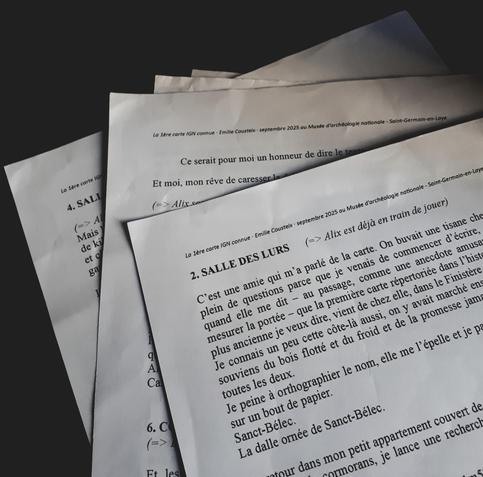 Exemplaire d'un texte annoté pour les répétitions