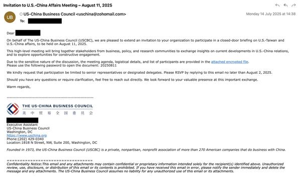 TA415 phishing email spoofing US-China Business Council.