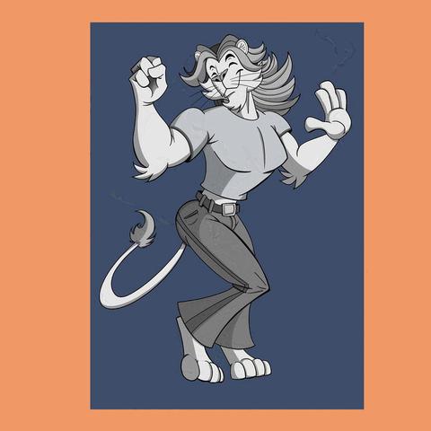 Vemos a Lance, un león antropomórfico, el cual viste como en los años 70, con camiseta de manga corta, pantalones de campana ceñidos, Baila agitando su melena y su cola, de manera alegre y viva.