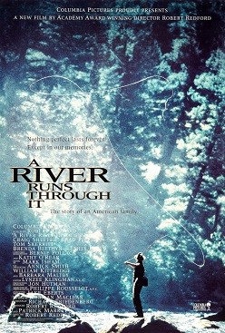 Fair use: Poster for A River Runs Through It movie. Man flyfishing on a river