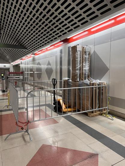 Photo of new tall fare gate equipment which will be installed at Pershing Square.