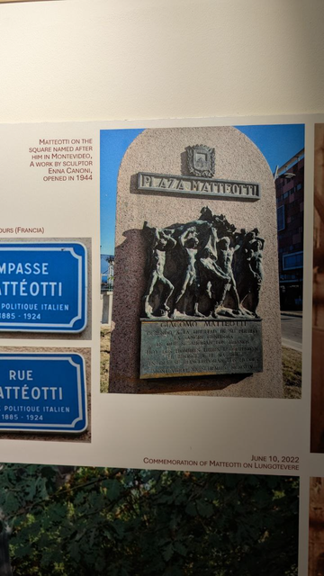 Imagen de la escultura en Plaza Matteotti, por Enna Canoni, abierta en 1944.