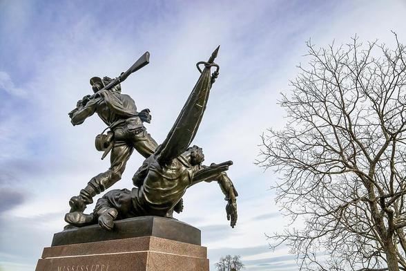 The Mississippi Memorial at Gettysburg commemorates the brave soldiers from Mississippi who fought in the Civil War.