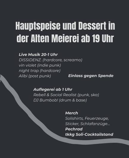 Hauptspeise und Dessert in der Alten Meierei ab 19 Uhr