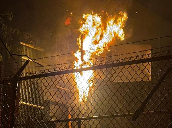 Flaming transformer, photo by BFD