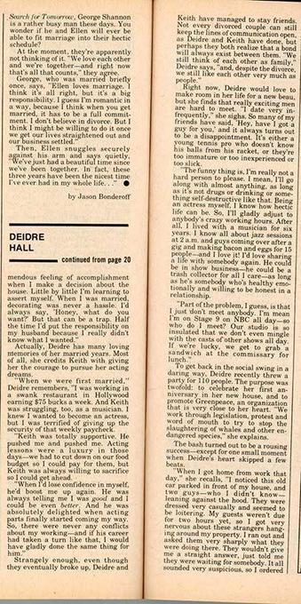 End of the Deidre Hall Article from Daytime TV - Oct 1978