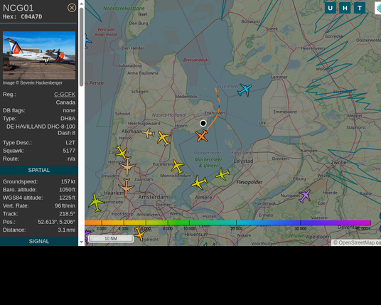#NCG01: Netherlands Coast Guard (#de Havilland Canada DH8A, registration: C-GCFK)
Route: No route available
Min. distance: 1.7nm away @ 1050 ft
Heading: SW @ 170.7kts
Time: 14:51:11
 #ProbablyLanding #adsb #Venhuizen