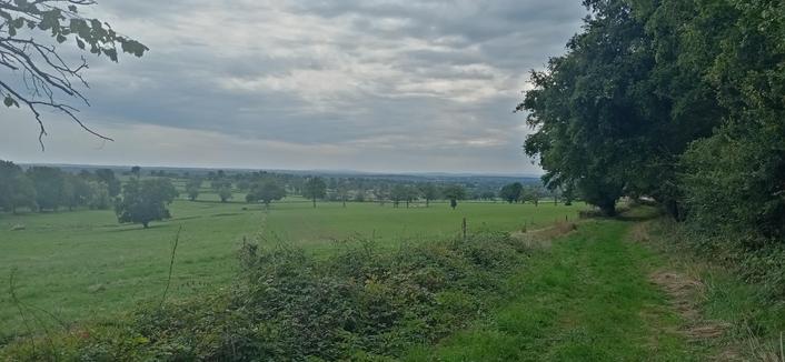 Vue sur la plaine, avec la chemin à droite