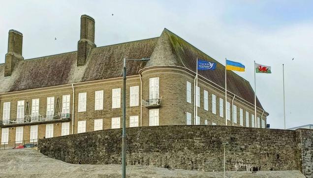 Flags at Carmarthen County Hall