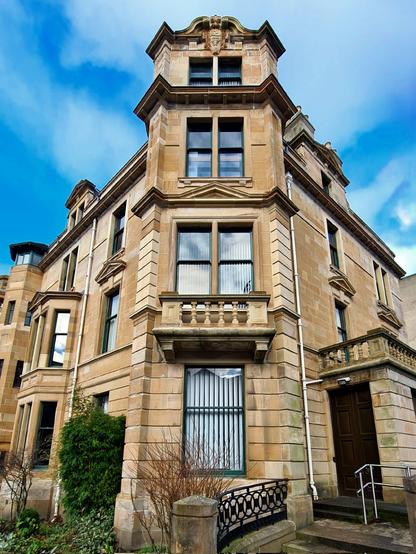 A grand Edwardian blonde sandstone Glasgow townhouse.
