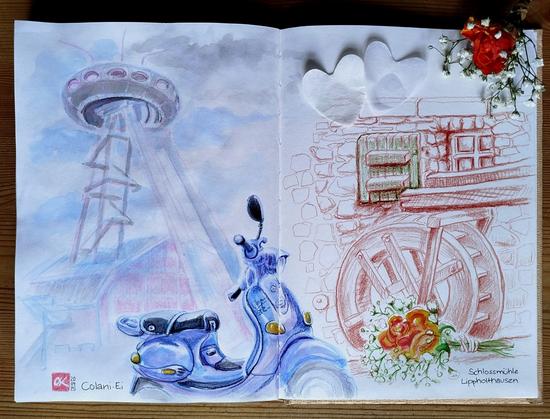 Double-page in my sketchbook.