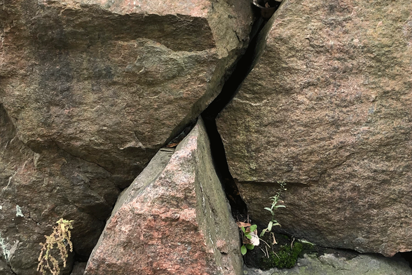 A crack in a cliff