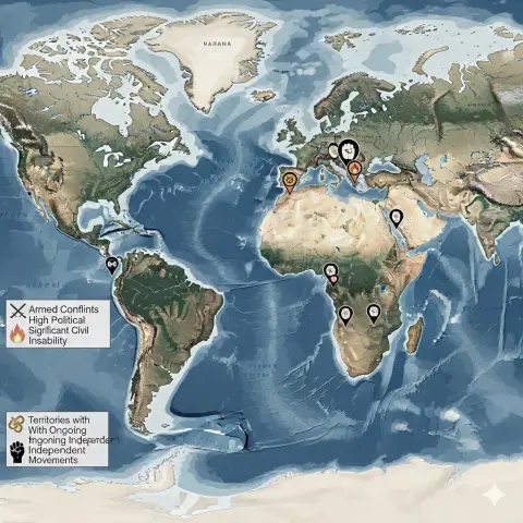 generata AI mappa fisica del globo che evidenzia le zone di conflitto