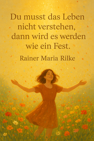 Zitat: "Du musst das Leben nicht verstehen, dann wird es werden wie ein Fest." – Rainer Maria Rilke