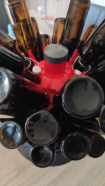 Bottles on a draining rack