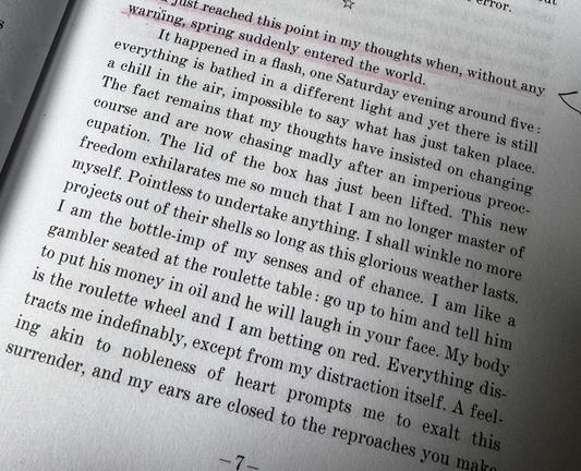 Picture of a book page with highlighted sentence.