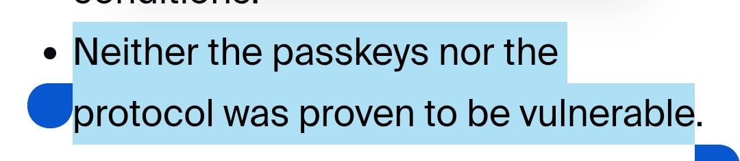 "neither the passkeys nor the protocol was proven to be vulnerable"
