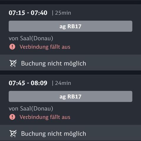 Zwei Verbindungen, die komplett ausfallen