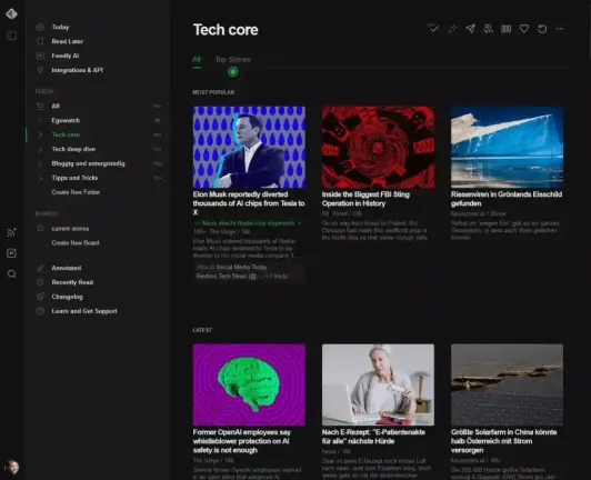 In der Ansicht mit der «Top-Stories» erscheinen die Themen, zu denen mindestens fünf Beiträge veröffentlicht worden sind.
