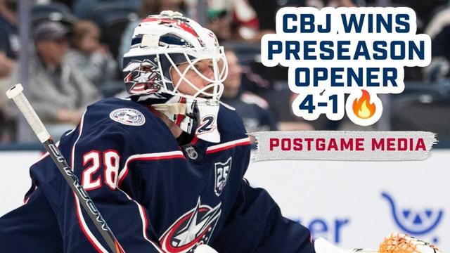 CBJ WINS PRESEASON OPENER, 4-1 🔥 Luca Del Bel Belluz, Ivan Fedotov & HC Dean Evason | Postgame Media
