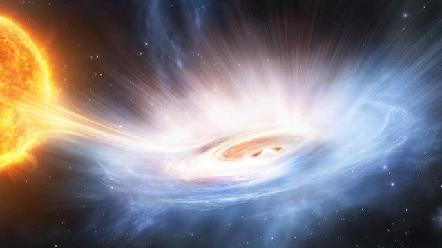 Illustrazione artistica dei potenti venti che soffiano dalla brillante sorgente di raggi X GX13+1. I raggi X provengono da un disco di materia calda, noto come disco di accrescimento, che sta gradualmente spiraleggiando verso la superficie di una stella di neutroni. Il telescopio a raggi X XRISM ha puntato la sorgente il 25 febbraio 2024, raccogliendo dati di dettaglio senza precedenti grazie al suo strumento Resolve. Questi dati hanno rivelato una differenza inattesa tra i potenti venti che si originano da un disco attorno a una stella di neutroni e quelli provenienti dal materiale che orbita attorno a buchi neri supermassicci. Il vento sorprendentemente denso che soffia da questo sistema stellare mette in discussione la nostra comprensione di come tali venti si formino e di come guidino i cambiamenti nell’ambiente circostante.