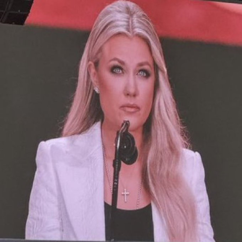 Photo of Erika Kirk at the memorial: