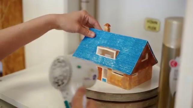 Blowdrying the house after spraying with hairspray so the second later of glaze would stick.