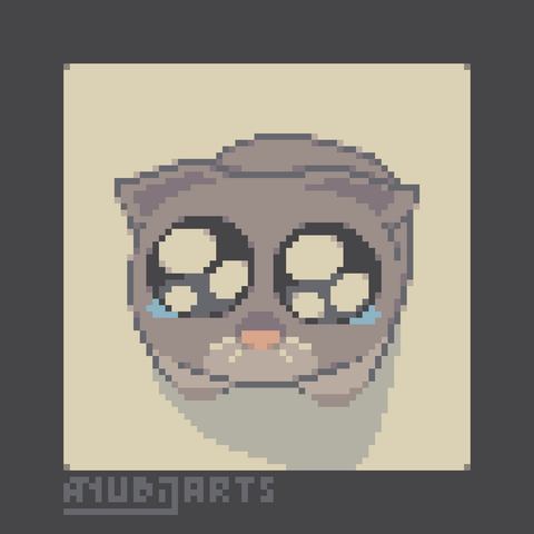 A Pixel Redraw of a Hamster, with very big eyes, looking sad at the viewer above them and about to cry. Why did you do this.