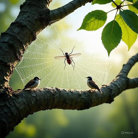 Pajaros mirando mosca