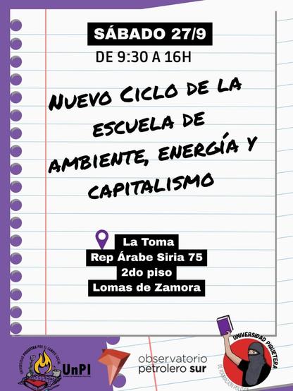 Ciclo de la escuela de Ambiente, Energia y Capitalismo