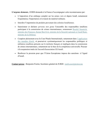 intégralité du communiqué de JURDI publié le 22 septembre 2025 : page 2