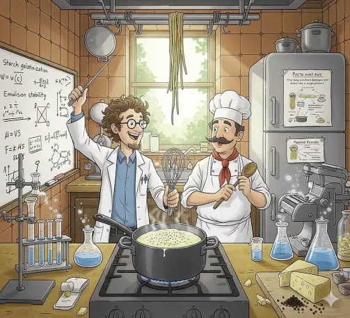 generata AI la fisica della cacio e pepe