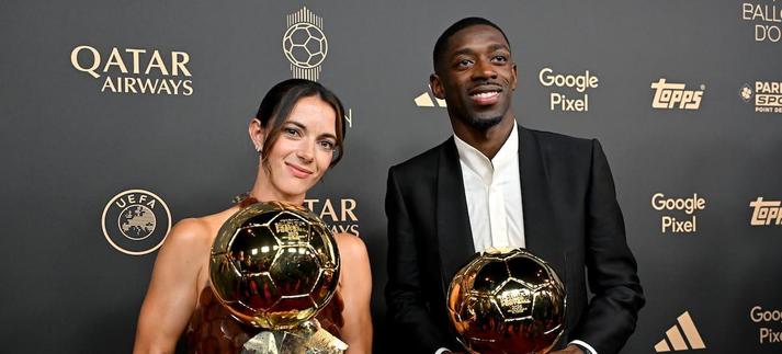Aitana Bonmatí y Ousmane Dembélé, ganadores del Balón de Oro 2025 / Kristy Sparow - UEFA