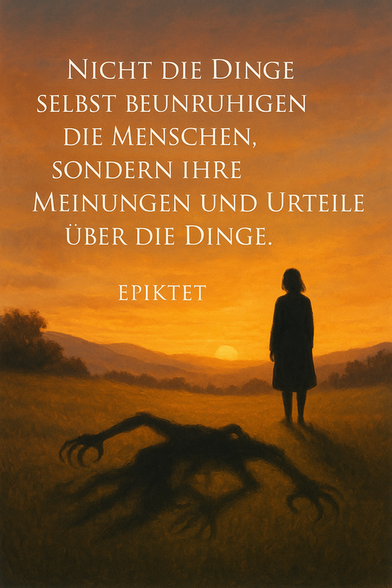 Zitat: "Nicht die Dinge selbst beunruhigen die Menschen, sondern ihre Meinungen und Urteile über die Dinge." – Epiktet