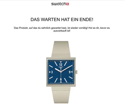 Screenshot mit Uhr mit dunkelblauem quadratischen Zifferblatt, darüber steht

DAS WARTEN HAT EIN ENDE!
Das Produkt, auf das du sehnlich gewartet hast, ist wieder vorrätig! Hol es dir, bevor es ausverkauft ist!
 

WHAT IF...TARIFFS?