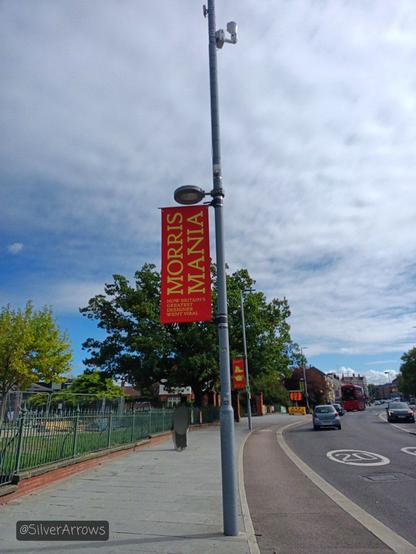 Sign outside the gallery saying Morris Mania