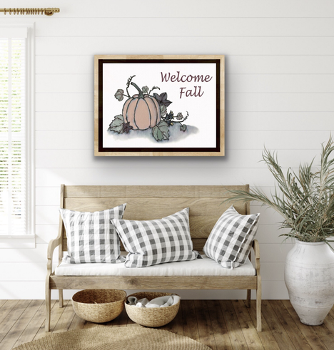 Framed work shown in a display room.