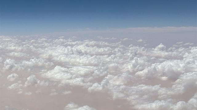 Clouds laden with Saharan dust.