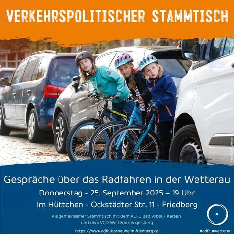 Gespräche über das Radfahren in der Wetterau

Donnerstag - 25. September 2025‍ - 19:00 Uhr
Im Hüttchen - Ockstädter Str. 11 - Friedberg