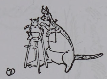 E H Shepard illustration of Roo and Kanga