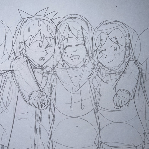 Celeste posing with Terry and Renée