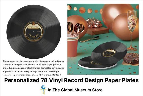 Personalized 78 Vinyl Record Design Paper Plates