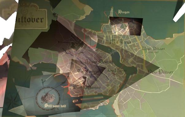 Mapa de piltover hecho mediante un collage de fotogramas capturados de la primera temporada de Arcane.