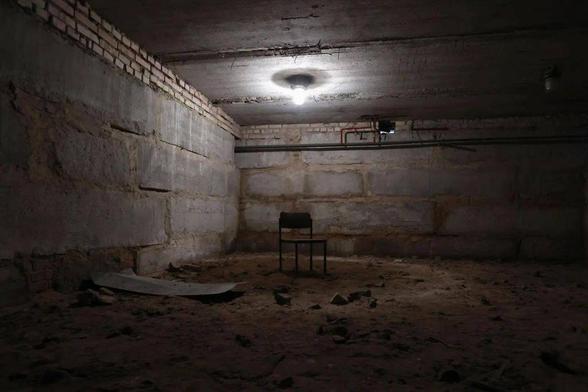 A basement believed to have been used by Russian forces to torture and kill civilians is seen in Bucha, near Kyiv, Ukraine