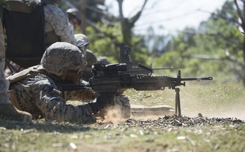 Logistics Marines on Okinawa sharpen machine-gun skills for island defense