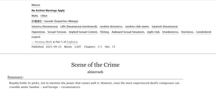 Preview of a fic I wrote featuring Satanica called "Scene of the Crime"